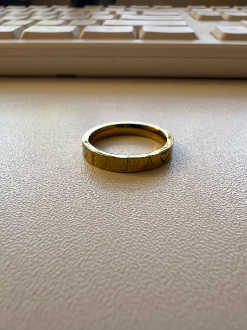 Gold‑Tone “Emma” Engraved Ring – Size 5.5